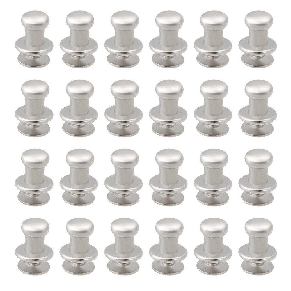 24pcs 4mm x 9mm Gift Box Single Hole Round Knobs Pull Handles Silver