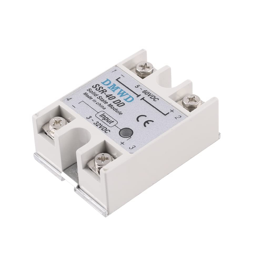 SSR-40DD Solid State Relay DC to DC (Input 3-32V, Output 5-60V) with Heat Sink,