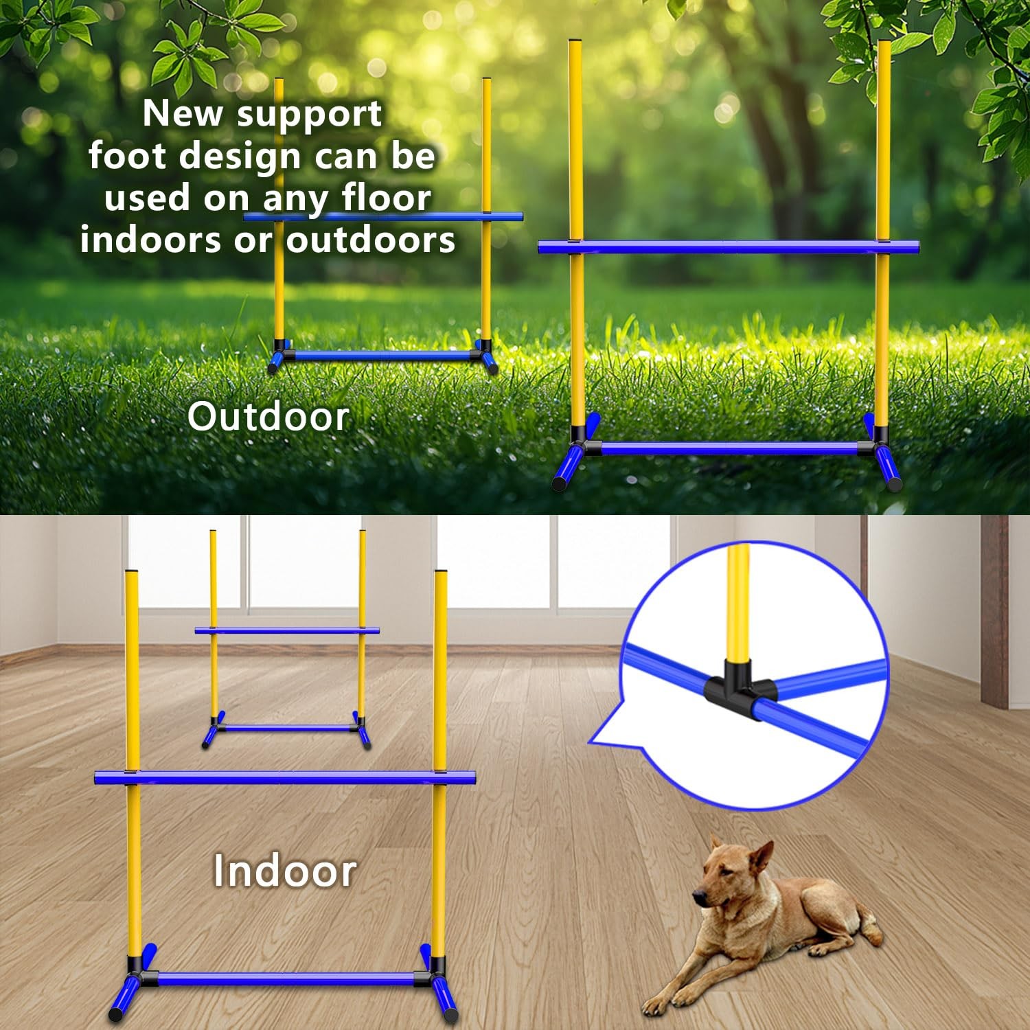 Adjustable Dog Agility Jump Set – Training Hurdles with Height Adjustable Bar...
