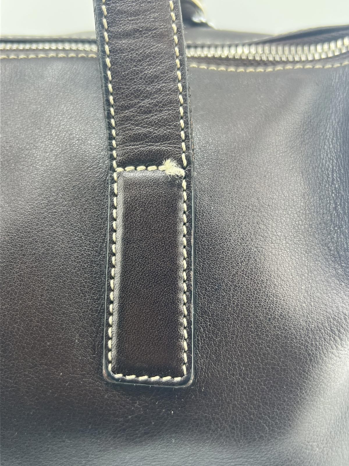 Coach Black Leather Satchel Handbag with Contrast Stitching Medium