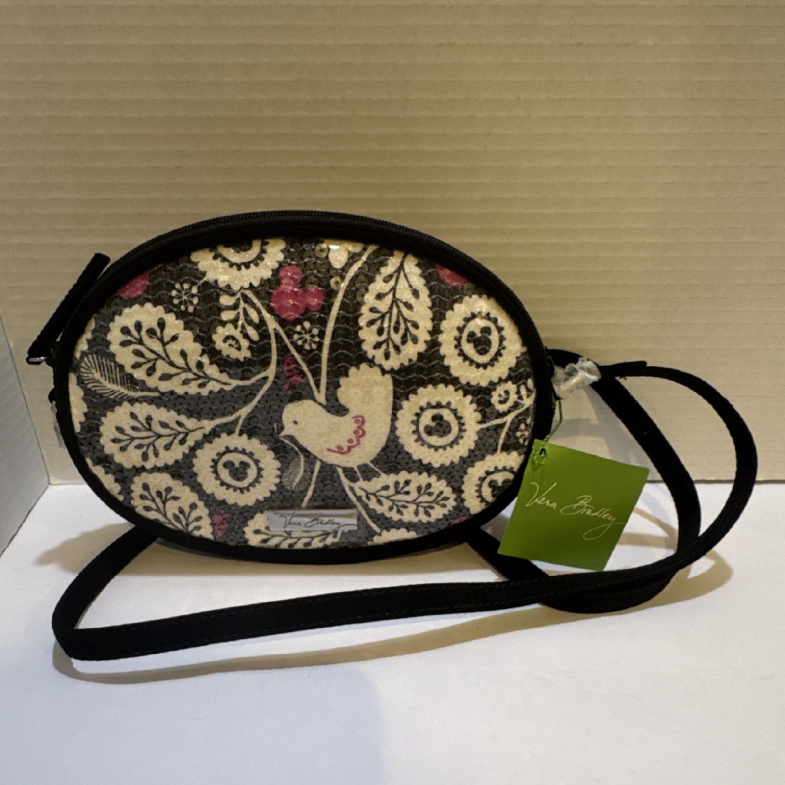 Vera Bradley Disney Mickey Mouse Small Crossbody Bag Black White Pink RARE