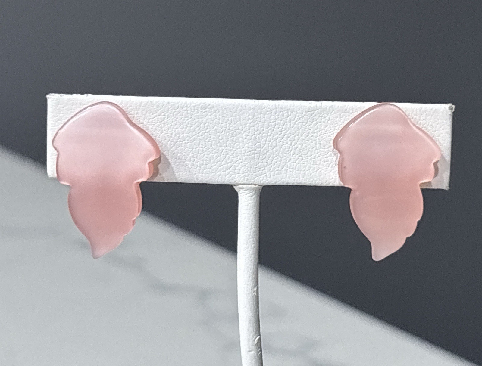 Vintage Clip On Earrings Frosted Lucite Rhinestone Thermoset Pink MCM Lot of 2