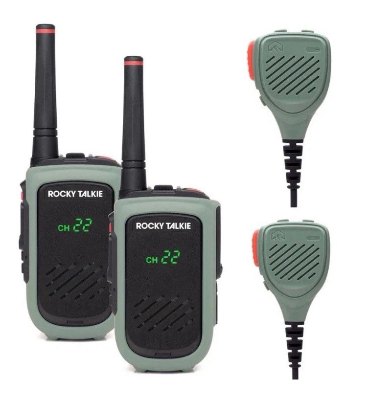 Rocky Talkie Expedition Radio Kit- 2 Radios & 2 Hand Mics. Brand New!!
