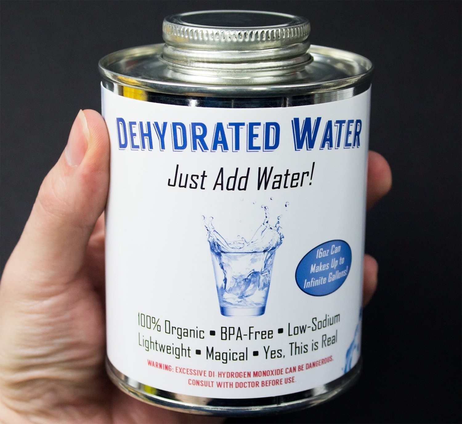 Dehydrated Water 16Oz Empty Can Funny Gag Gift or Joke Prank by Witty Yeti