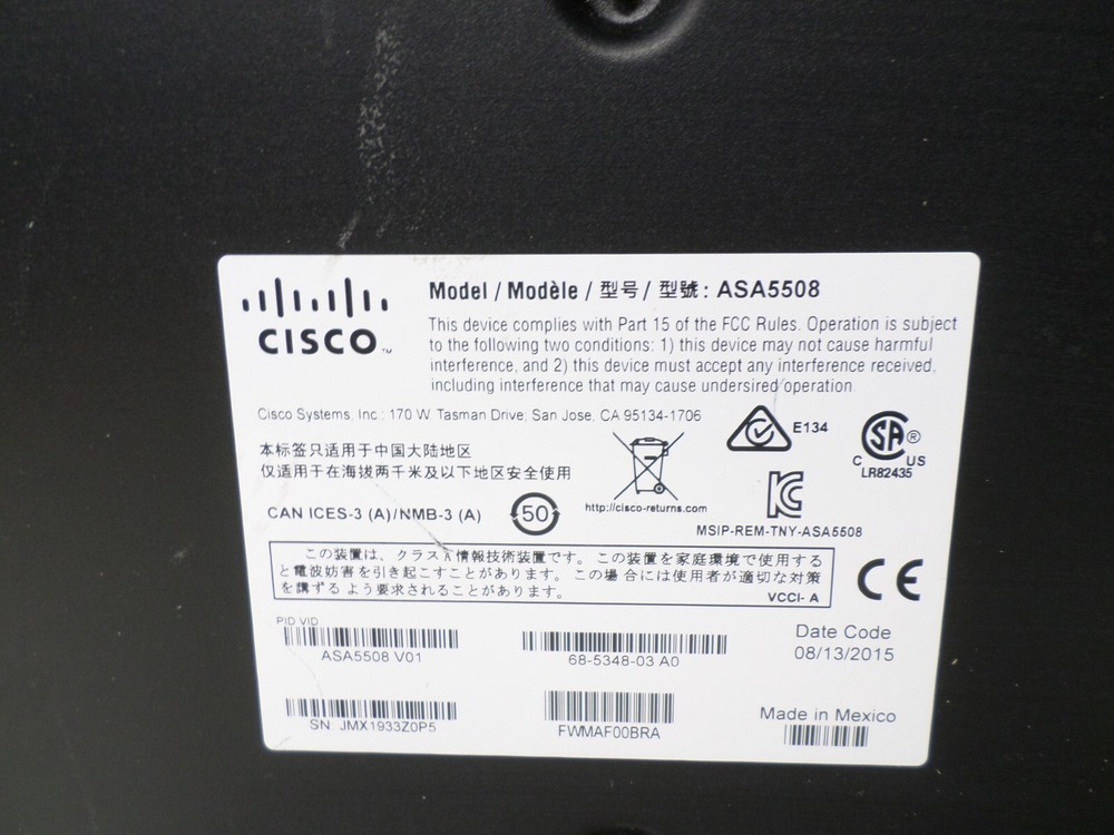 Cisco ASA-5508X Services Firewall