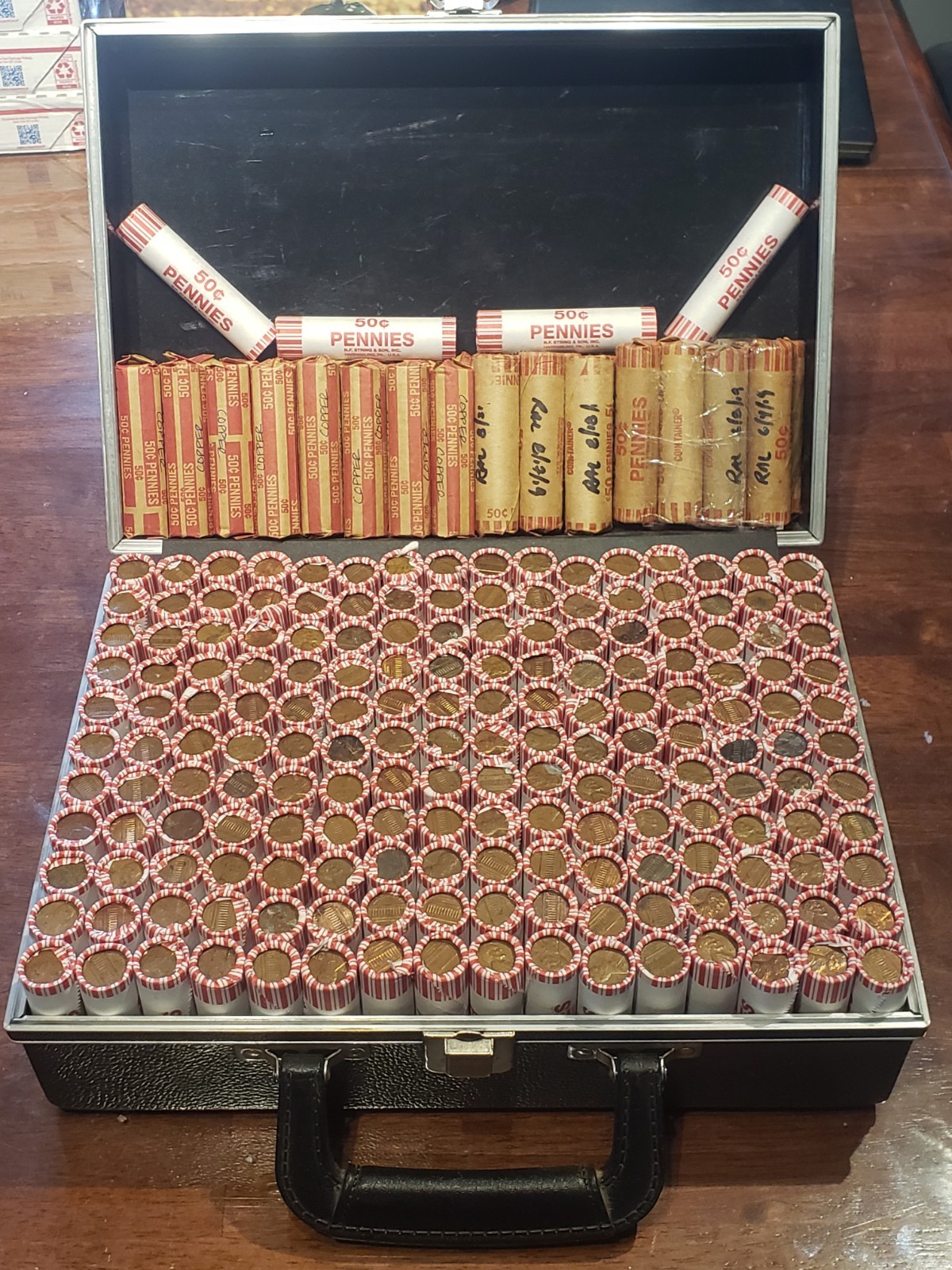 10 Rolls of 95% Copper Pennies- Bulk Quantity Lincoln Memorials-Possible Wheats