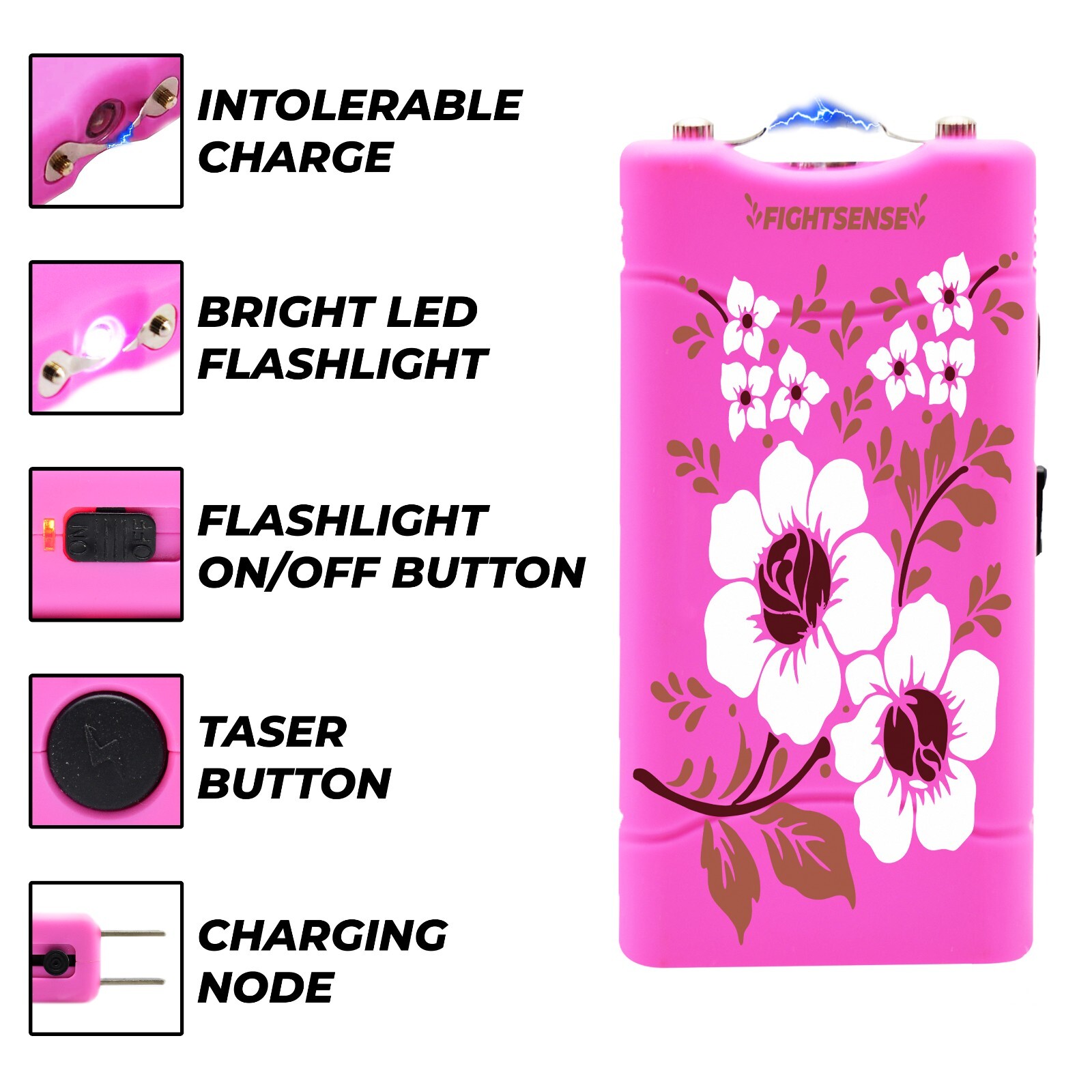 FIGHTSENSE Mini Stun Gun 10 Mil Volts With Led Light Extremely Powerful Camo P