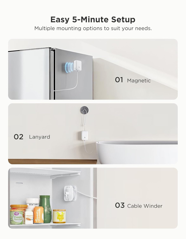 Refrigerator Freezer Thermometer 2 Pack, Bluetooth Temperature Sensor with Alarm