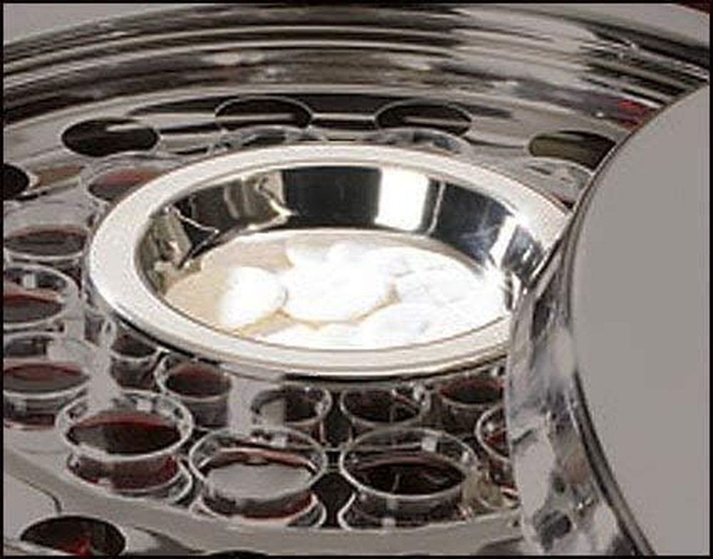Communion Tray Center Bread Plate Silver Finish Stainless Steel 4 3/4" Diameter
