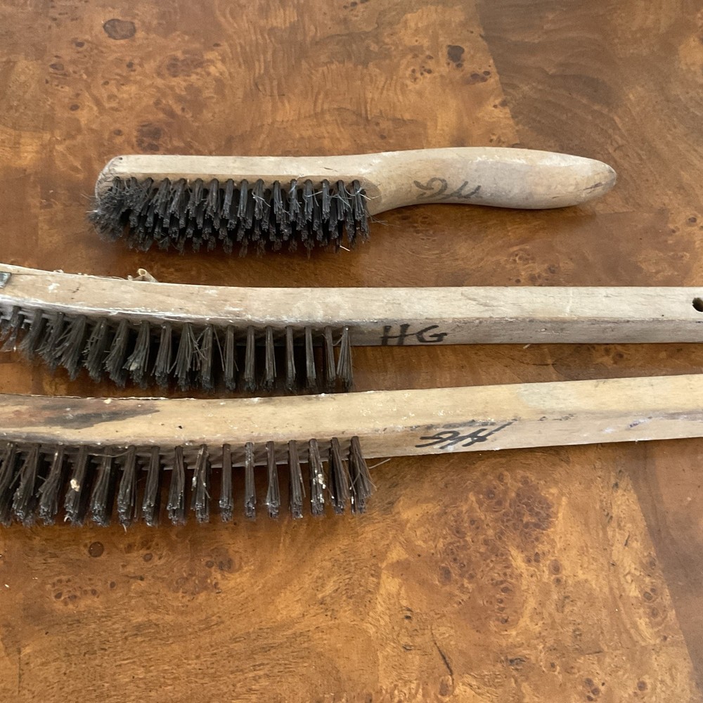 3 - Wire Brushes with Wood Handle- Used