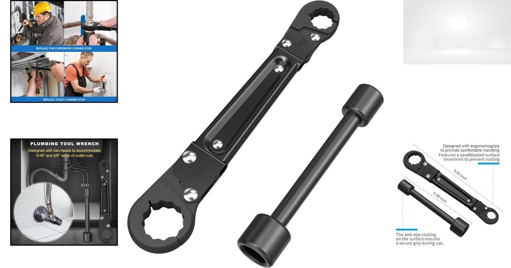 Angle Stop Wrench Kit for Professional Plumbers Compact Adjustable Plumbing Tool