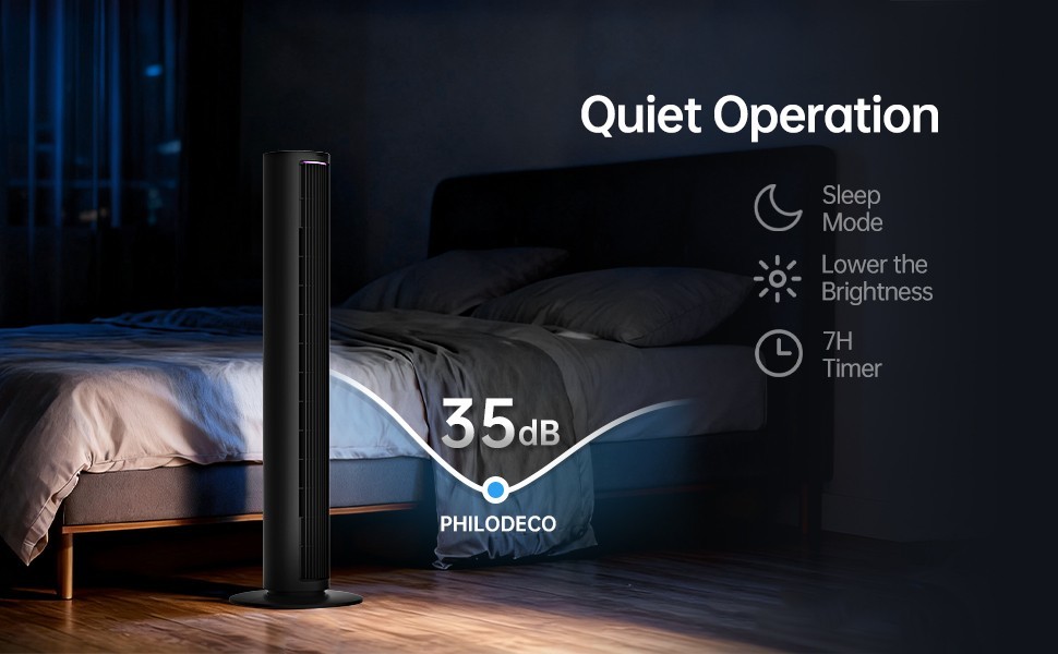 PHILODECO Tower Fan 40 Inch Bladeless Fan 80 ° Oscillating Fan Silent Remote New