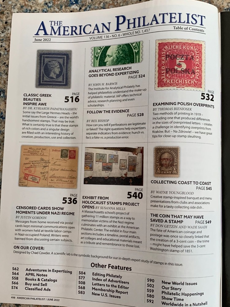 American Philatelist Magazine 2022, June