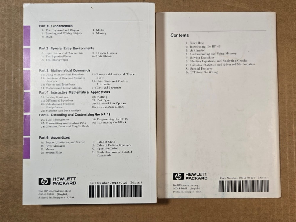 Hewlett Packard HP 48G Series User's Guide & Quick Start Guide - Good Condition