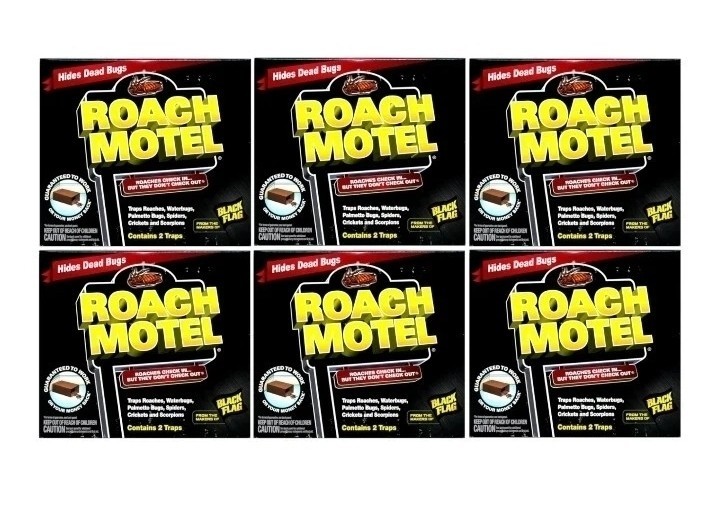 12 Black Flag Roach Motels Cockroach Bug Killer bait Glue Traps