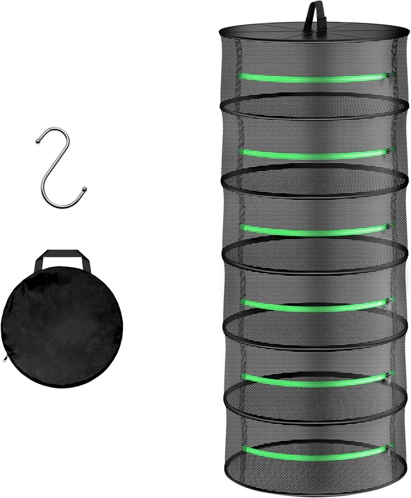 Herb Drying Rack Hanging 6 Layer 24'' with Zipper &Hook Dry Mesh Folding Durable