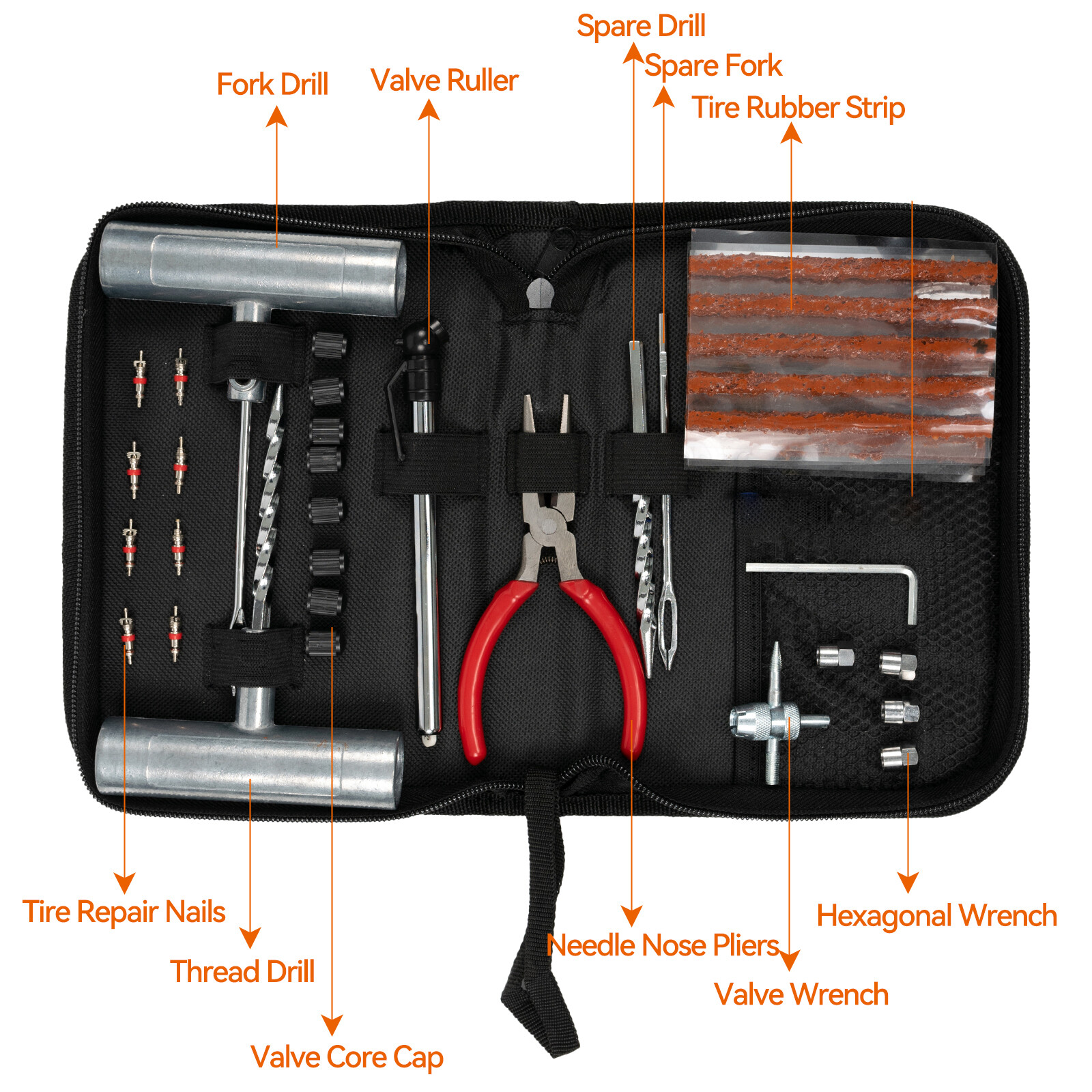 Tire Repair Kit Plug Car Truck Motorcycle Home DIY Flat Puncture Patch Tool Set