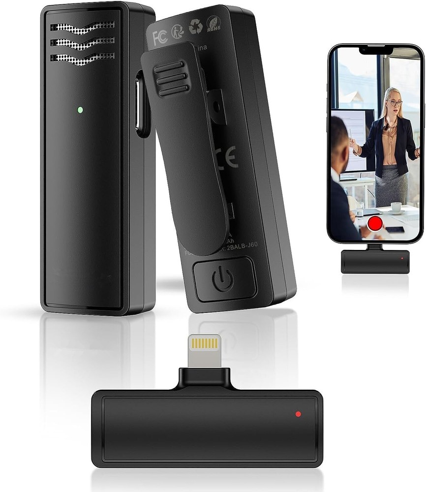 Wireless Microphones, 2 Lavalier Microphone Wireless Mic Compatible With iphone