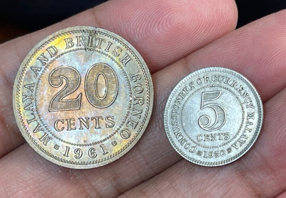 Early Malaya 2 coins lot Excellent Condition