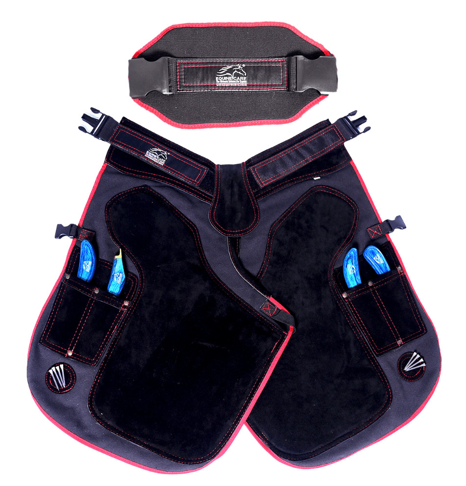 Farrier Apron Chaps with  4 Knife Pockets and 2 Nail Magnets with Back Support.