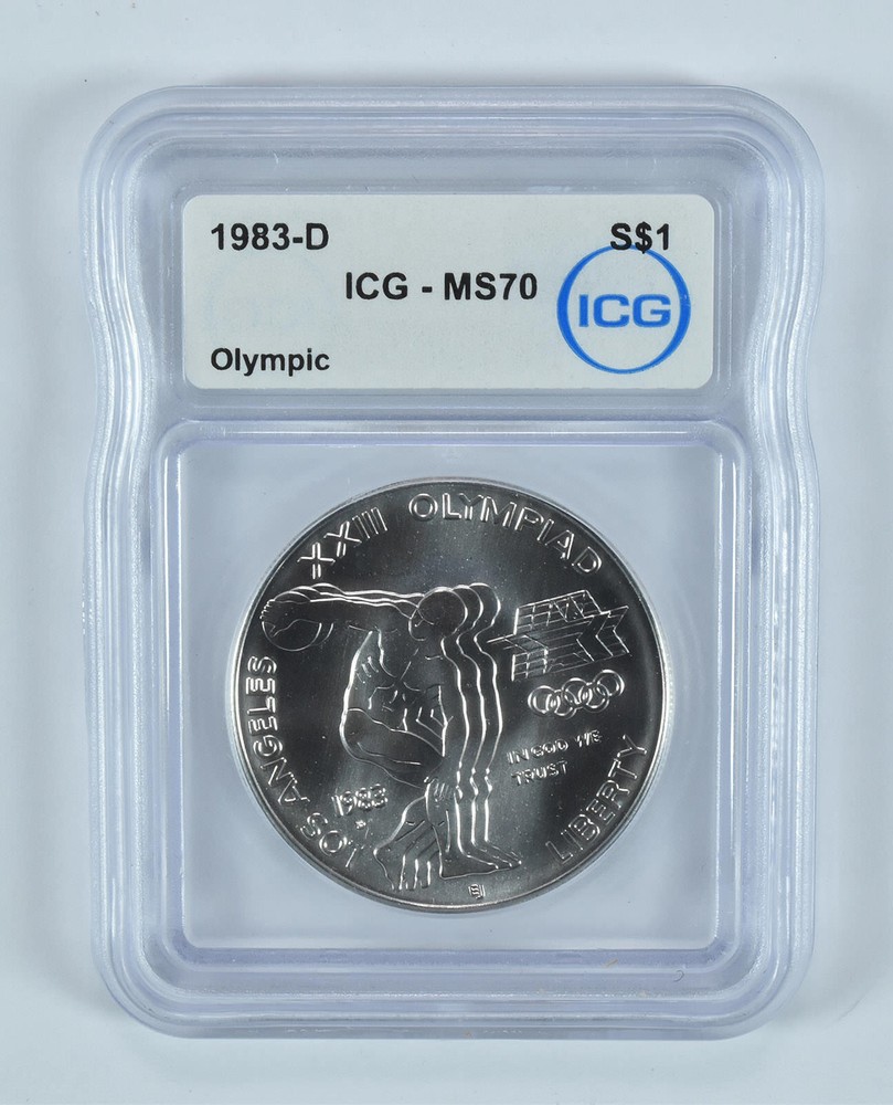 1983-D Olympic Discus Commemorative Silver Dollar MS70 ICG