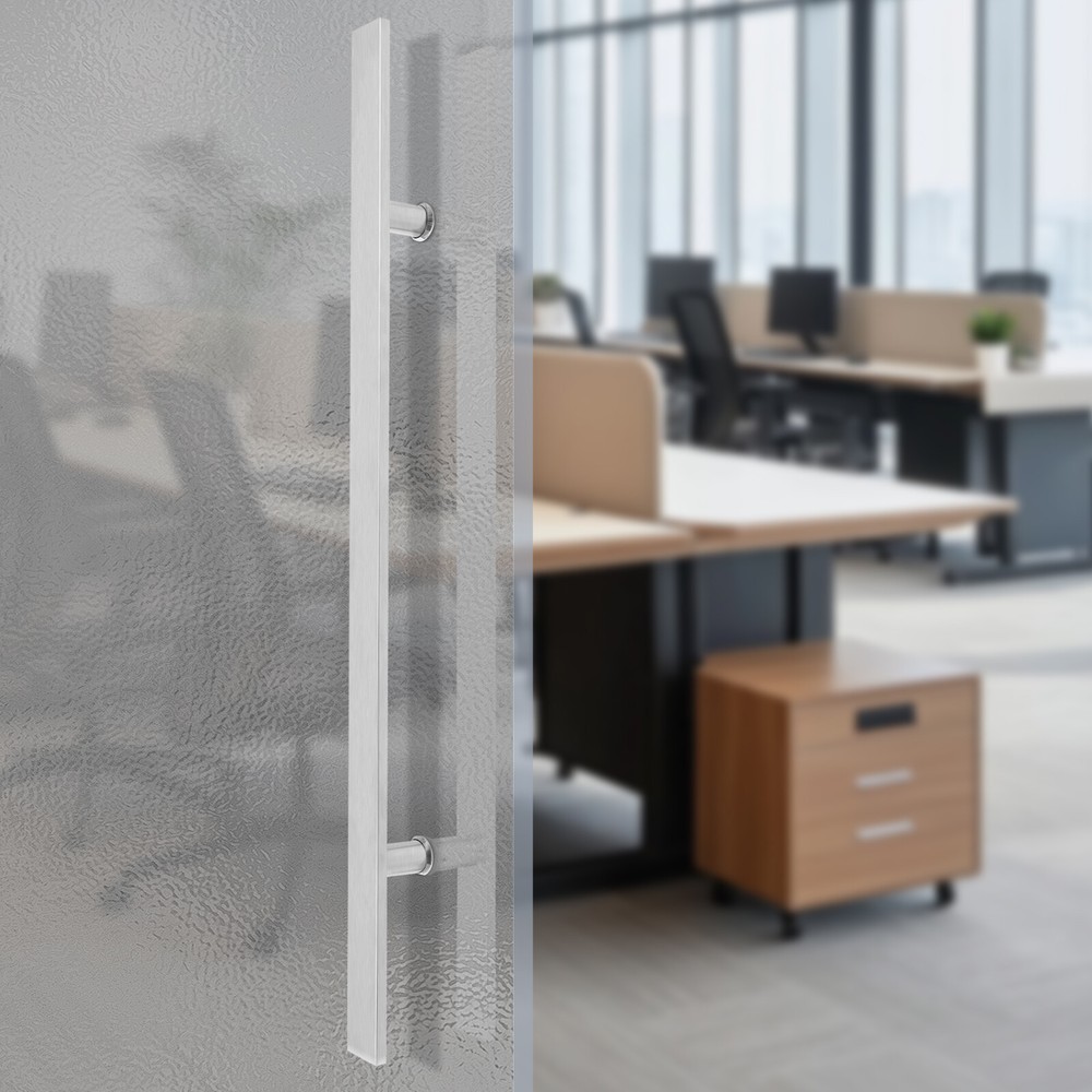 Double Sided Stainless Steel Door Handle Pair H Shape Door Pull Handle Silver