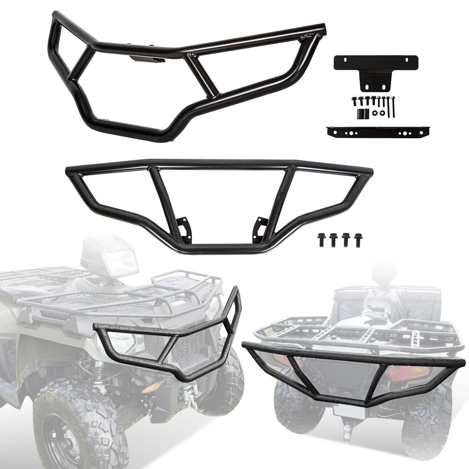 Front + Rear Brush Guard Bumper For Polaris Sportsman 450 570 14-23 #2879715