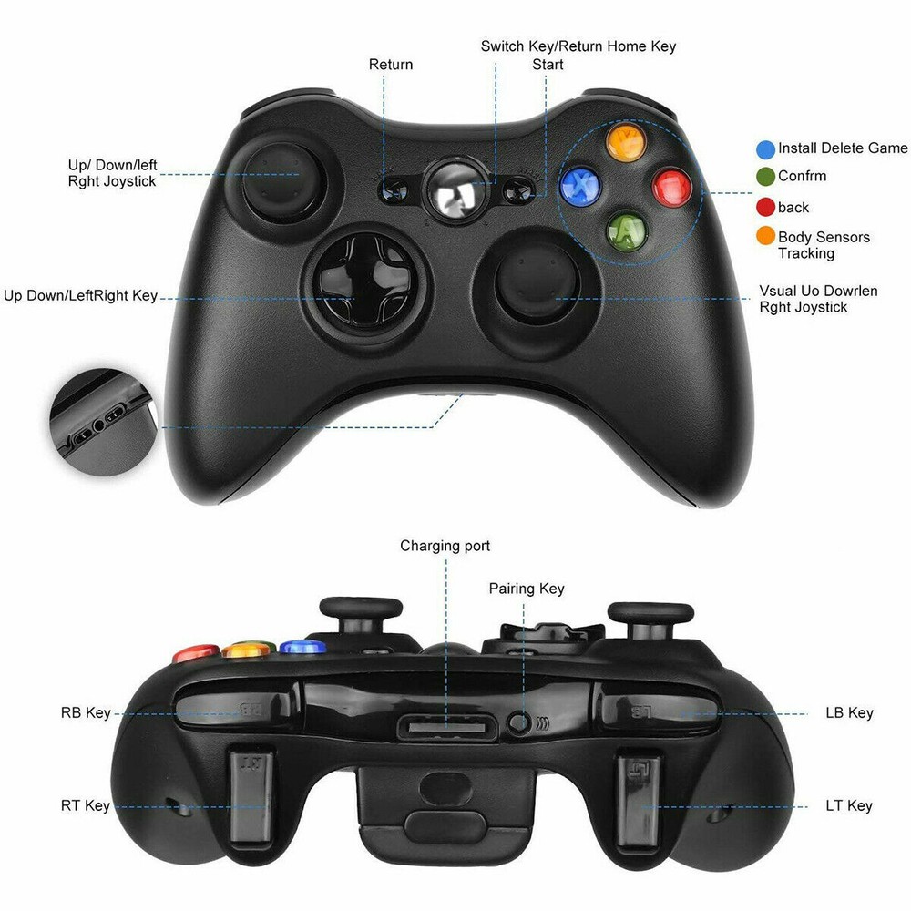 Long Wired USB Game Pad Controller For Microsoft Xbox 360 Console PC Windows MAC