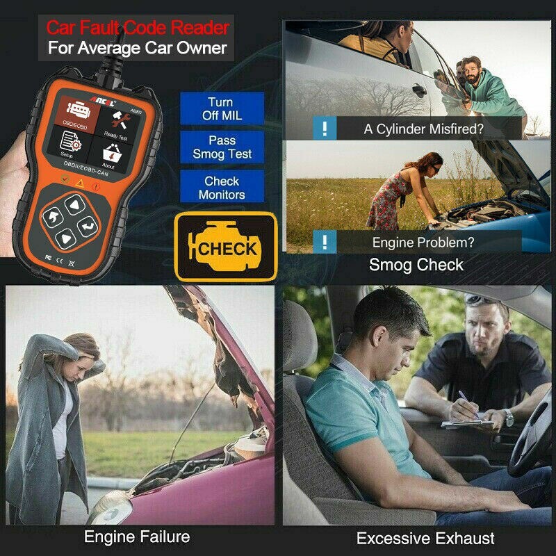 Jeep Wrangler AS200 OBD2 Car Engine Fault Code Reader Diagnostic Scanner Tool US