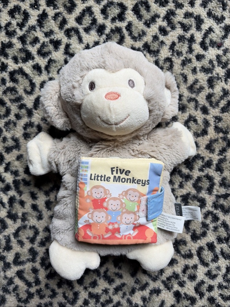 Demdaco Five Little Monkeys Plush Book/Hand Puppet 10” Interactive Education