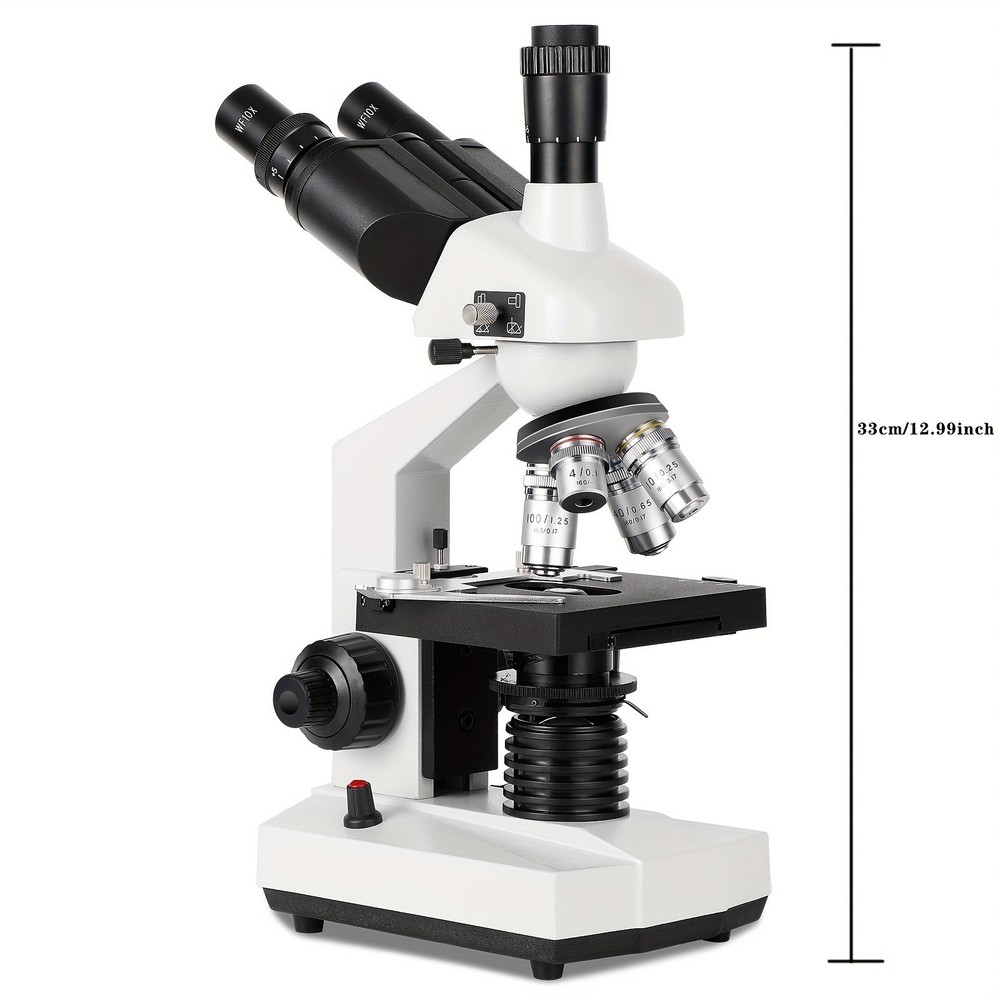 40X-2500X three-eye LED laboratory composite microscope, double-layer mechanical