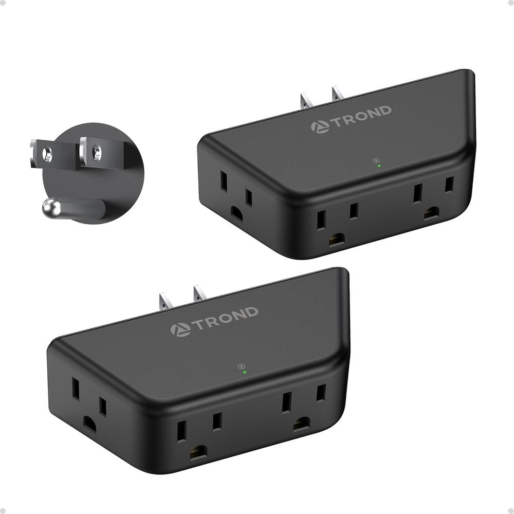 Outlet Extender Surge Protector 2 Pack - Multi Plug Wall Outlet with 4 Grounded