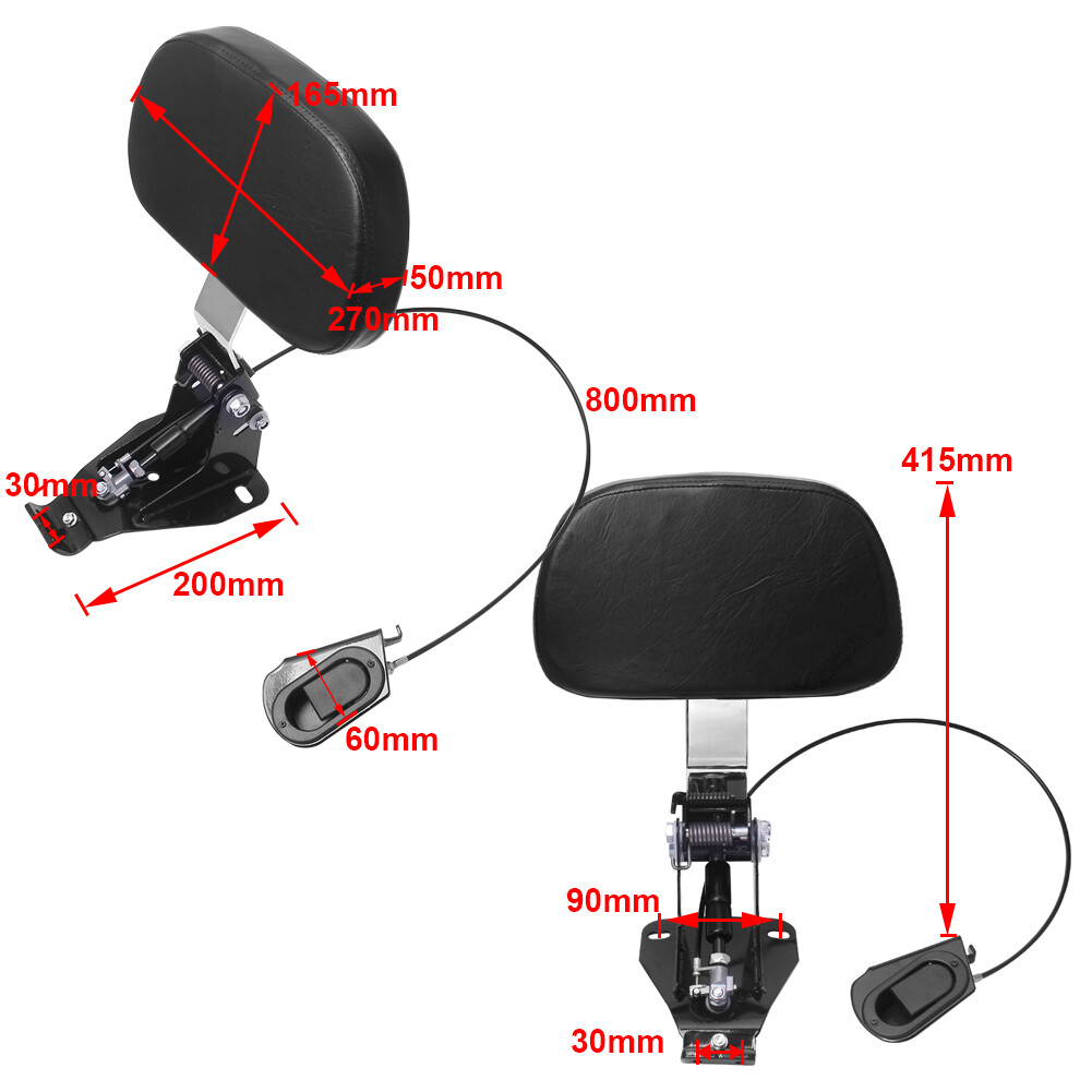 Adjustable Driver Rider Backrest w/ Mounting Kit For Harley Touring 2009-2023