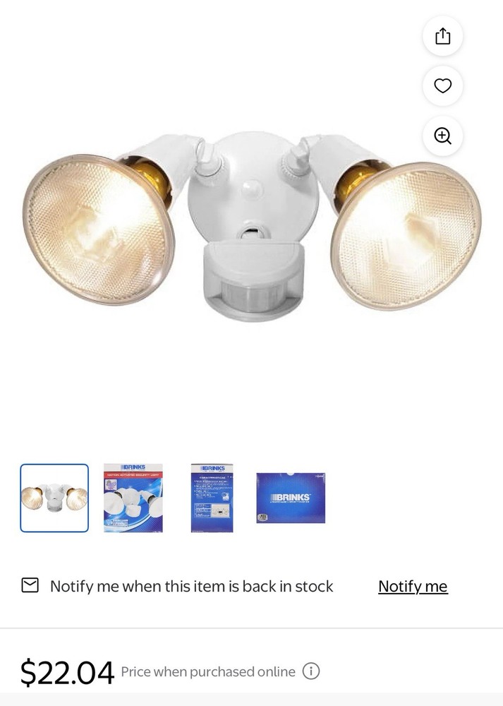 Brinks 180-Degree Motion Activated Security Light, White Finish