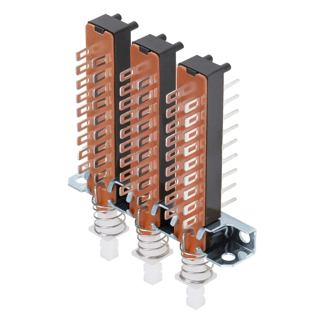 Interlock Push Button Switch Piano Type 6PDT 18 Pin 3 Row