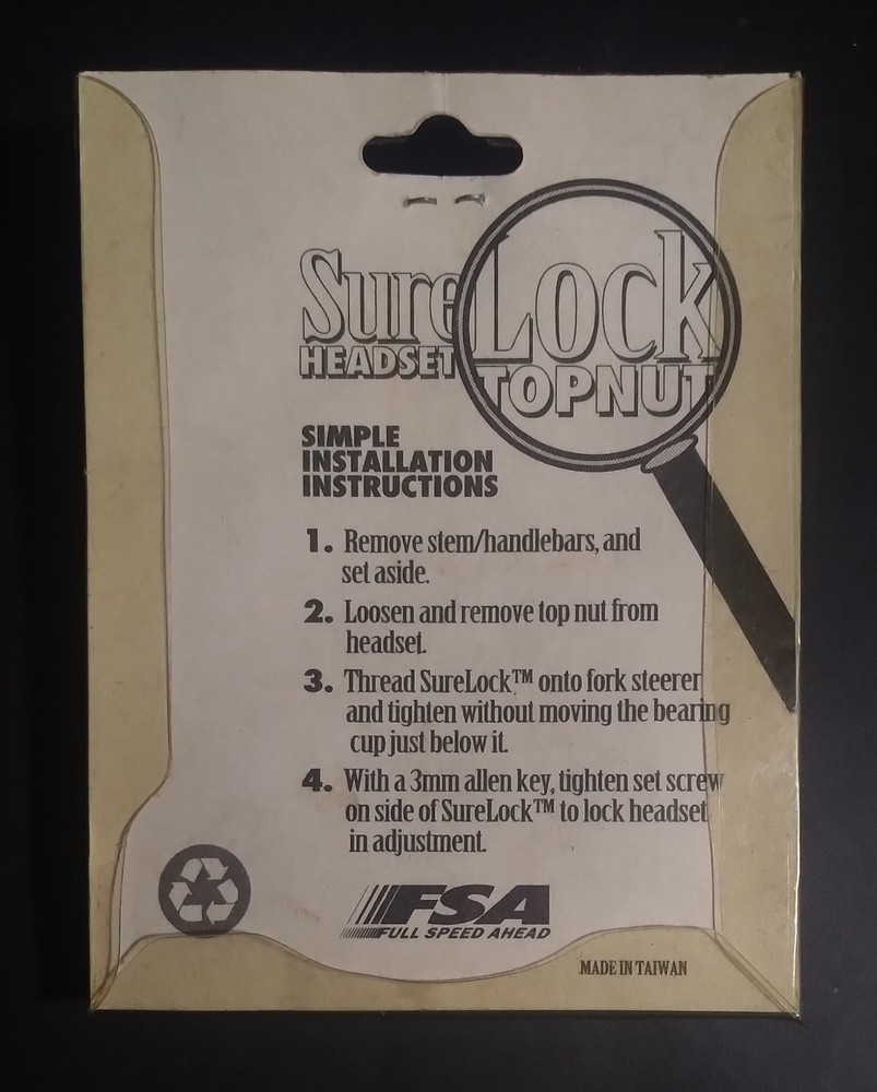 NOS Vintage FSA SureLock Headset Top Lock Nut