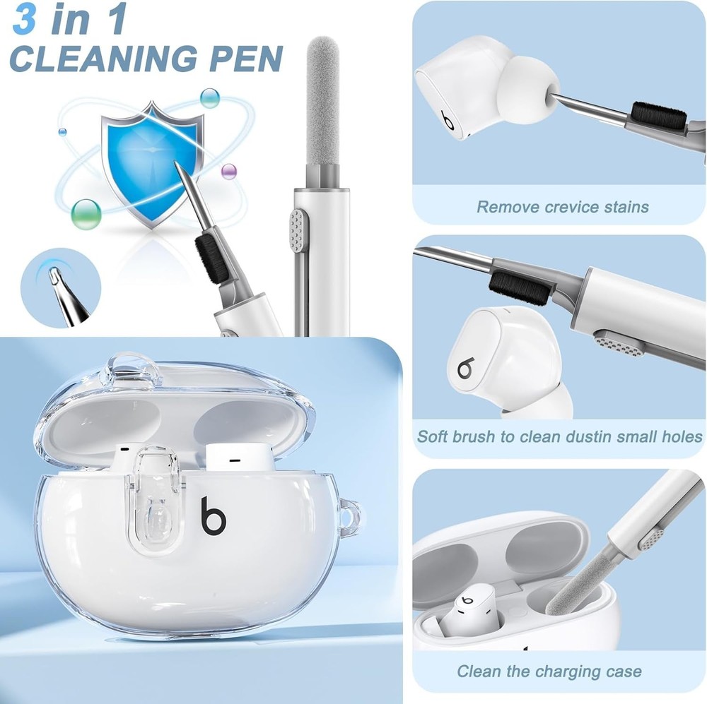 Compatible with Beats Studio Buds/Studio Buds Plus Case Cover Clear Clear+P