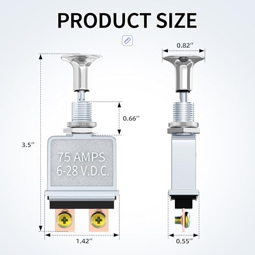 Push Pull Switch Heavy Duty 75 Amp Pull Switch 6-28V DC 2 Position Spst