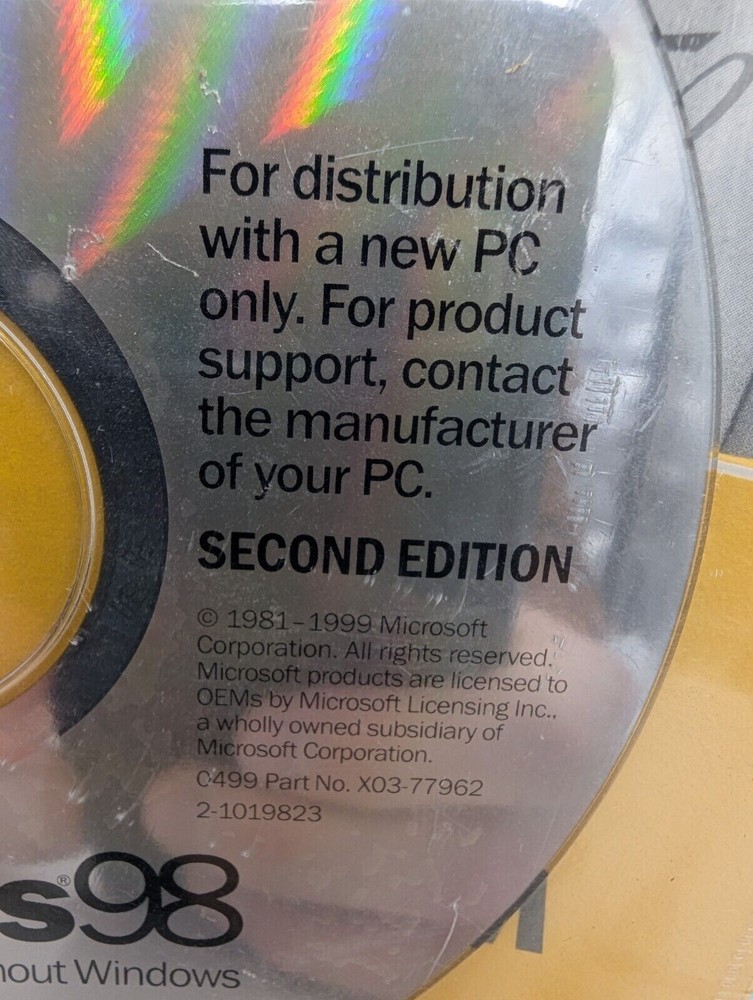 Microsoft Windows 98 Second Edition New Sealed CD w/ COA Product Key