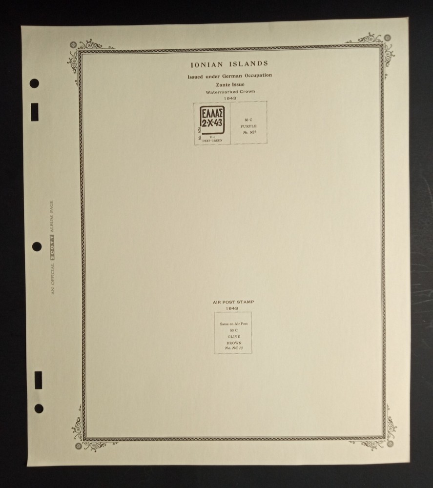 Ionian Islands, German Occupation (Zante Issue), Scott Specialty Page, No Stamps