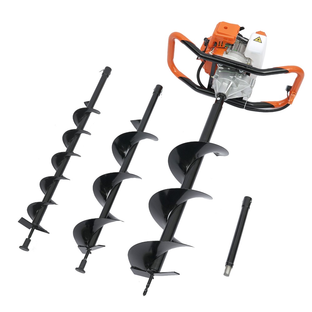 52CC 2.4HP Post Hole Digger Earth Auger 2 Stroke Digging Machine w/3 Drill Bits