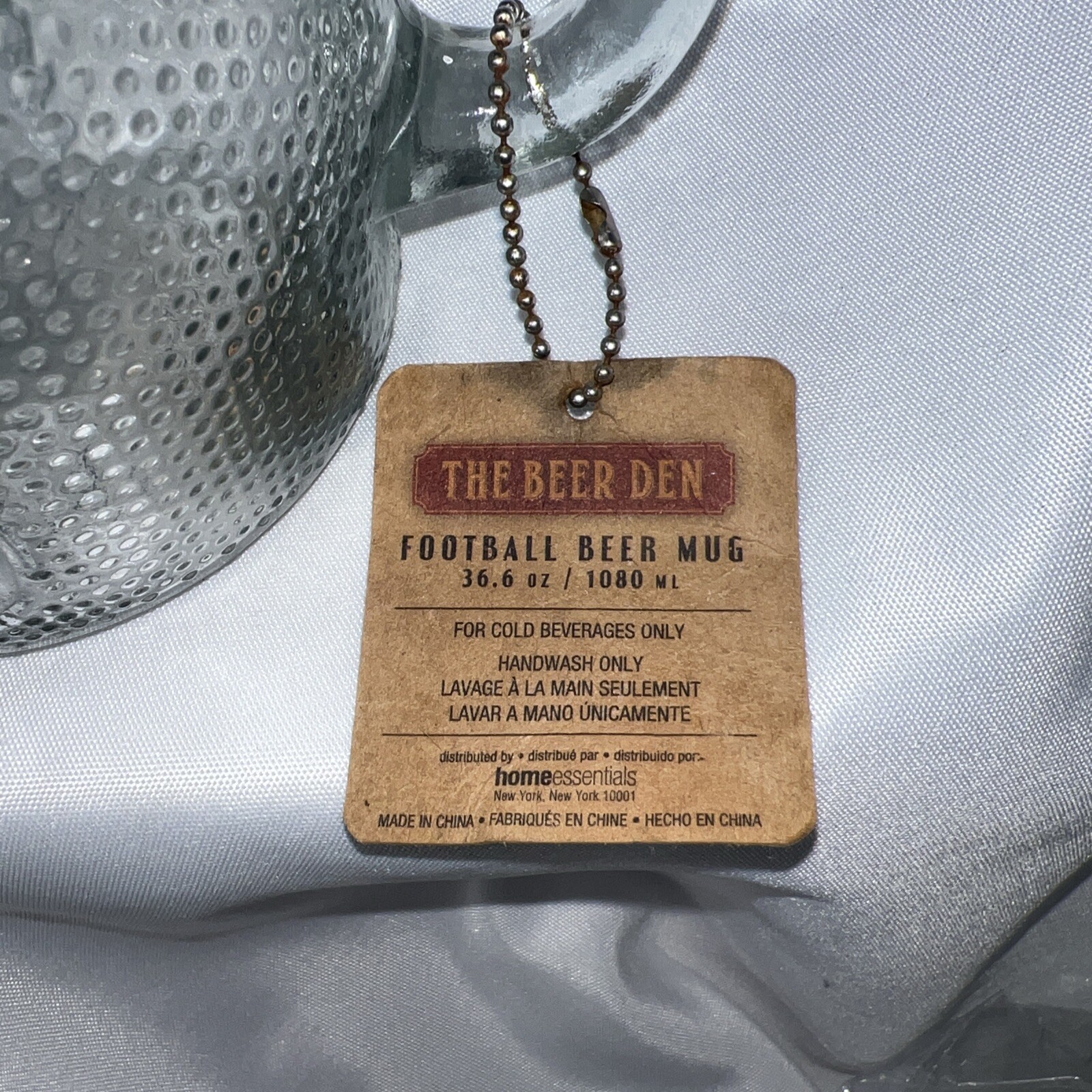 Home Essentials The Beer Den 36 oz Football Beer Mug Glass