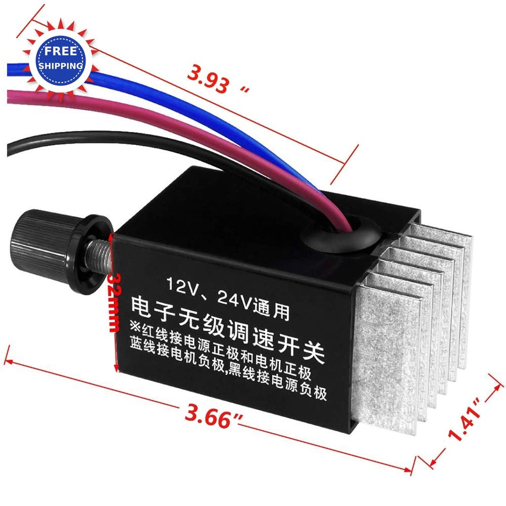 DC Motor Speed Controller 12V 24V 10A Electronic Stepless Regulator Universal