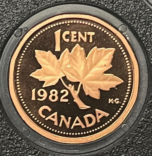 CANADA 1982 Uncirculated PROOF Maple Leaf 1 One Small Cent plucked from Mint Set