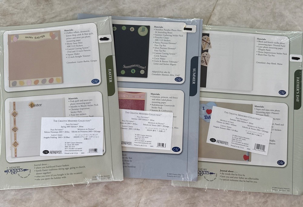 Creative Memories Page Patterns- Set Of 3 New!
