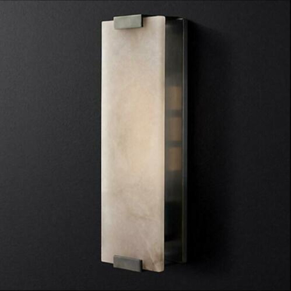 Wall Lamp Hand Carved Alabaster Rectangular Sconce Room Lighting Home Decor