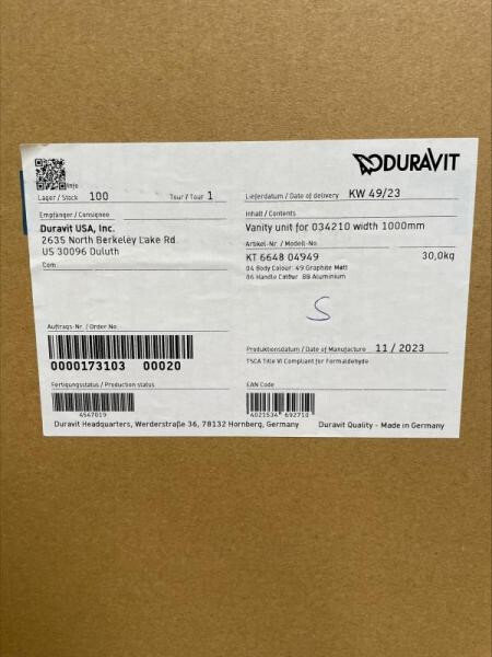 Duravit Ketho Vanity Unit - Wall-Mounted, Graphite Matt
