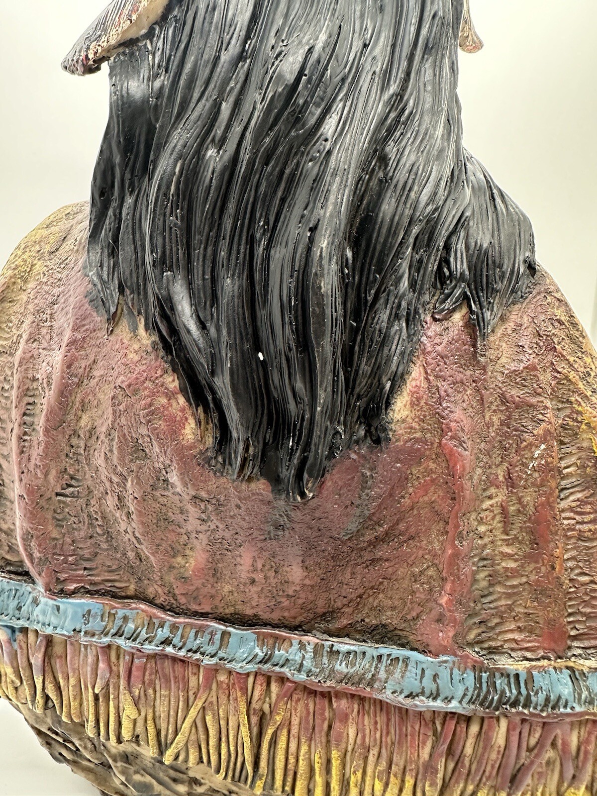 Native American Indian Large Bust Resin Sculpture Hand Painted Very Detailed