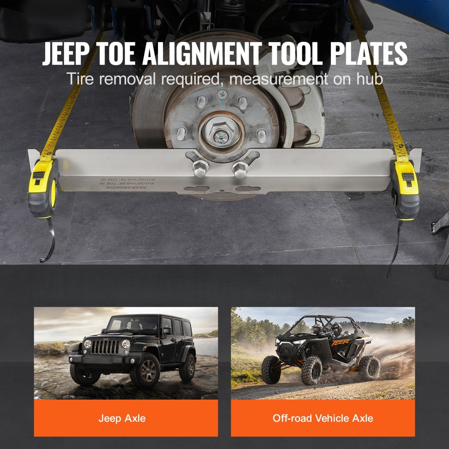 Toe Alignment Tool Plates With 2 Tape Measures, Car Wheel Alignment Gauge Set