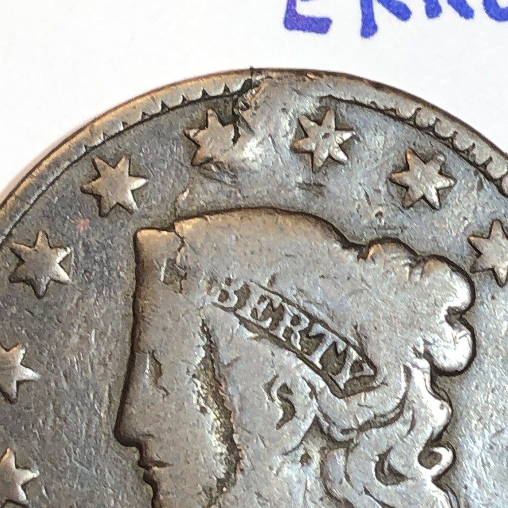 1831 coronet head large cent Error Major Planchet Lamination Choice For Grade